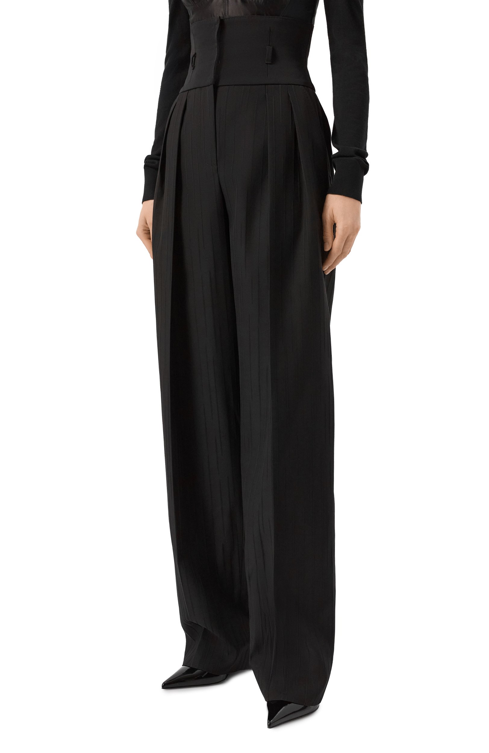 Шерстяные брюки DOLCE & GABBANA черного цвета по цене 226500 руб., арт. FTDQKT/FR22A, фото 3 Шерстяные брюки DOLCE & GABBANA, арт. FTDQKT/FR22A, фото 3