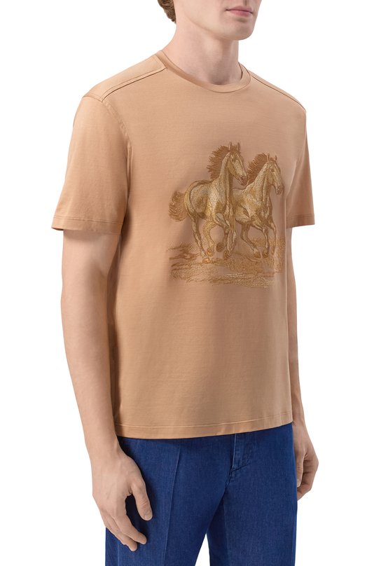 Хлопковая футболка Stefano Ricci MNH6205360/TE0001 Бежевый  MNH6205360/TE0001 Фото 3