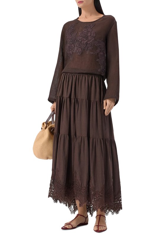 Льняная блузка Maurizio W08221081 Коричневый  W08221081 Фото 2