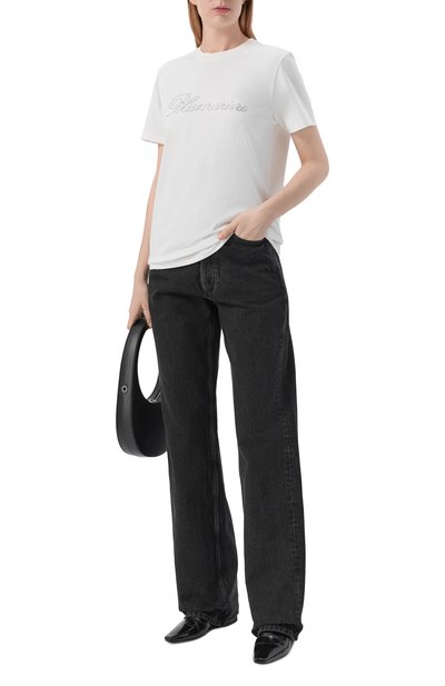 Женская хлопковая футболка с отделкой стразами BLUMARINE, арт. 2T130A
