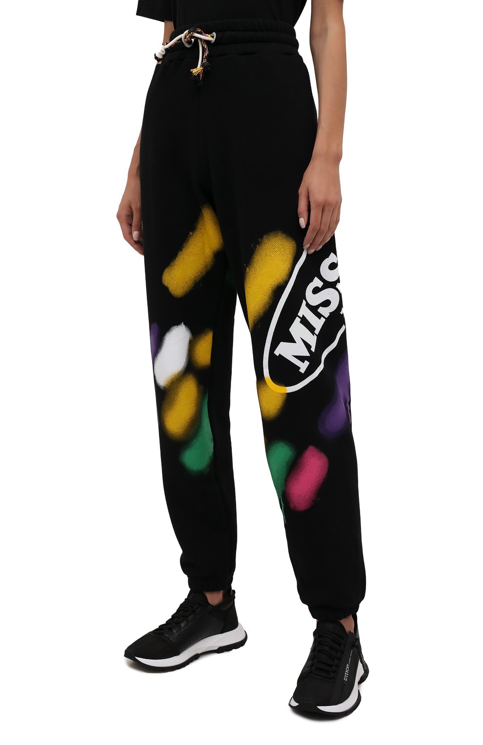 Хлопковые джоггеры palm angels x missoni PALM ANGELS черного цвета по цене 59950 руб., арт. PWCH006F21FLE0021001, фото 3 Хлопковые джоггеры palm angels x missoni PALM ANGELS, арт. PWCH006F21FLE0021001, фото 3