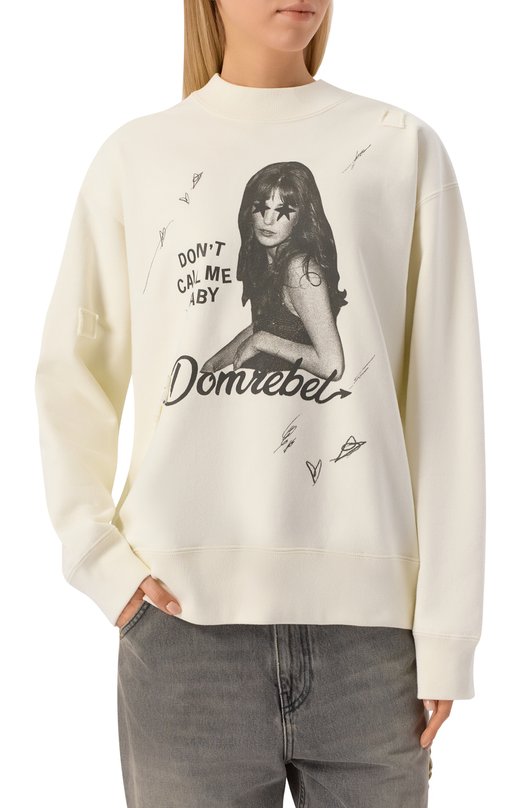 Хлопковый свитшот DOMREBEL CALL ME SWEATSHIRT Кремовый  CALL ME SWEATSHIRT Фото 3