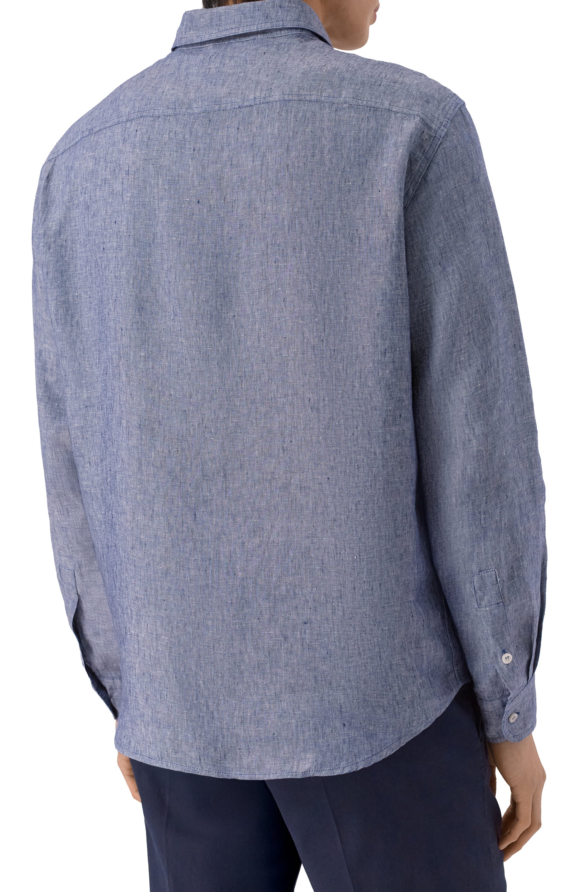 Льняная рубашка PAUL&SHARK синего цвета по цене 46650 руб., арт. 25413252_001, фото 4 Льняная рубашка PAUL&SHARK, арт. 25413252_001, фото 4