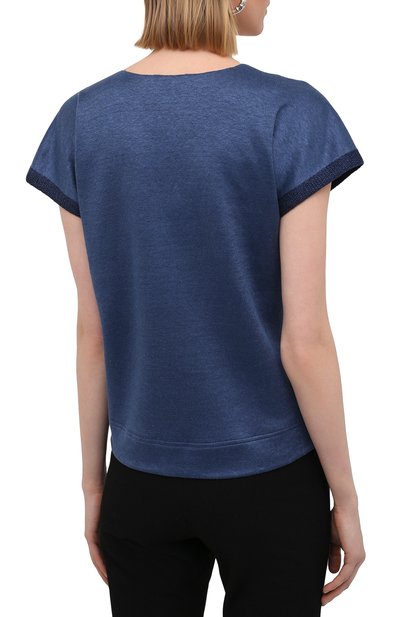 Льняной топ LORO PIANA темно-синего цвета по цене 119000 руб., арт. FAL0798, фото 4 Льняной топ LORO PIANA, арт. FAL0798, фото 4