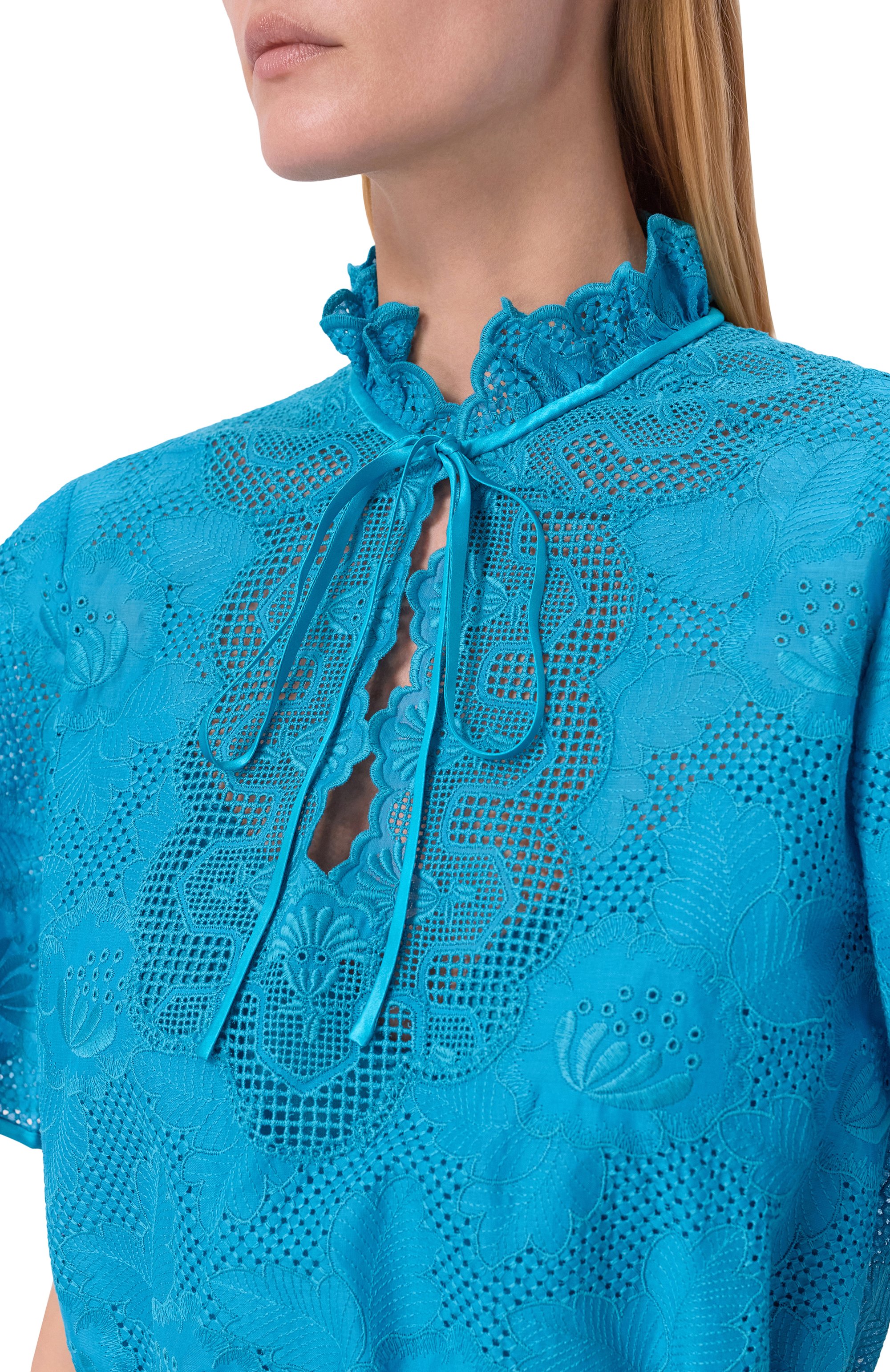 Хлопковое платье VALENTINO бирюзового цвета по цене 557000 руб., арт. 8B3VAJK5/A4G, фото 4 Хлопковое платье VALENTINO, арт. 8B3VAJK5/A4G, фото 4