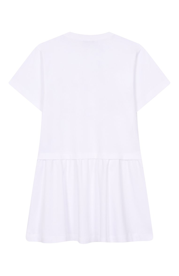 Детское хлопковое платье MOSCHINO белого цвета, арт. HDV0G7/LAA42/10-14 | Фото 2 (Рукава: Короткие; Материал внешний: Хлопок; Тематический товар: Teddy Bear; Автоматизация ТО: Проставлено; Автоматизация состава: Проставлено; Ростовка одежда: 10 - 11 лет | 140 - 146см, 12 лет | 152 см, 16 лет | 164 см)