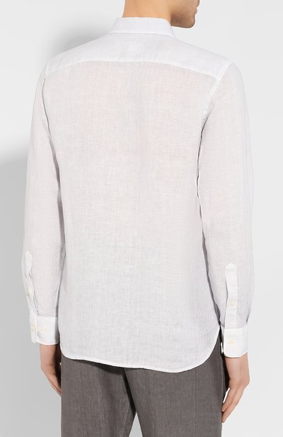 Льняная рубашка 120% LINO светло-серого цвета по цене 20750 руб., арт. R0M1311/B317/S00, фото 4 Льняная рубашка 120% LINO, арт. R0M1311/B317/S00, фото 4