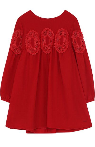 Мини-платье свободного кроя с кружевной отделкой CHLOÉ, арт. C12631/6A-12A, фото 1