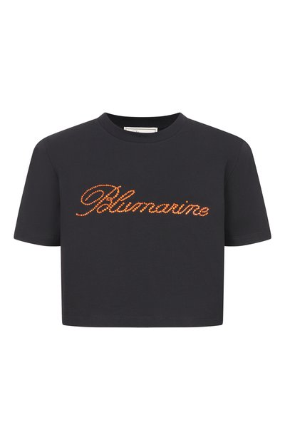Женская хлопковая футболка с отделкой стразами BLUMARINE, арт. 2T133A