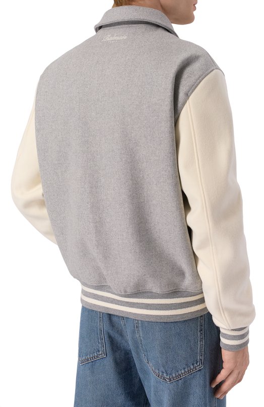 Бомбер из шерсти и кашемира Balmain FH0TFA71/MH95 Серый  FH0TFA71/MH95 Фото 4