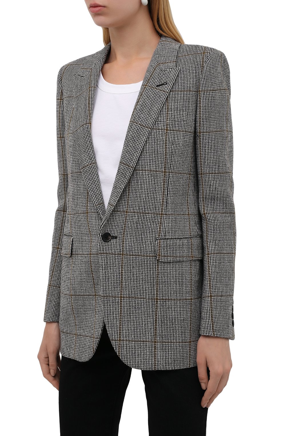 Шерстяной жакет SAINT LAURENT серого цвета по цене 289500 руб., арт. 517740/Y7B76, фото 3 Шерстяной жакет SAINT LAURENT, арт. 517740/Y7B76, фото 3