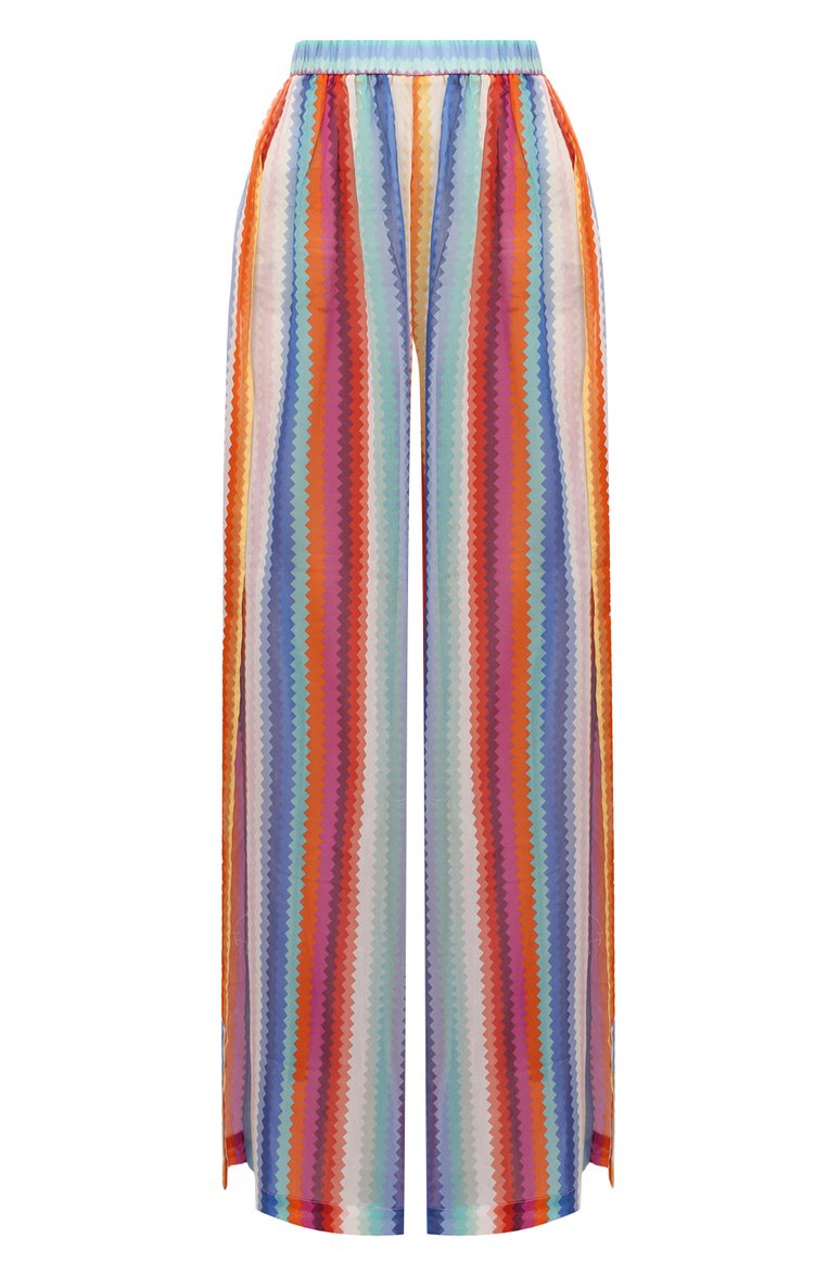 Женские брюки хлопка и шелка MISSONI разноцветного цвета, арт. MC23SI00/BW00PN | Фото 1 (Длина (брюки, джинсы): Стандартные; Материал внешний: Хлопок; Женское Кросс-КТ: Брюки-пляжная одежда; Стили: Этно)