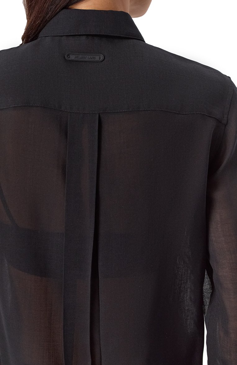 Женская шерстяная рубашка HELMUT LANG черного цвета, арт. P01HW507 | Фото 5 (Рукава: Длинные; Материал внешний: Шерсть; Длина (для топов): Стандартные; Принт: Без принта; Женское Кросс-КТ: Рубашка-одежда; Кросс-КТ: костюм; Стили: Классический; Автоматизация ТО: Проставлено; Автоматизация состава: Проставлено)