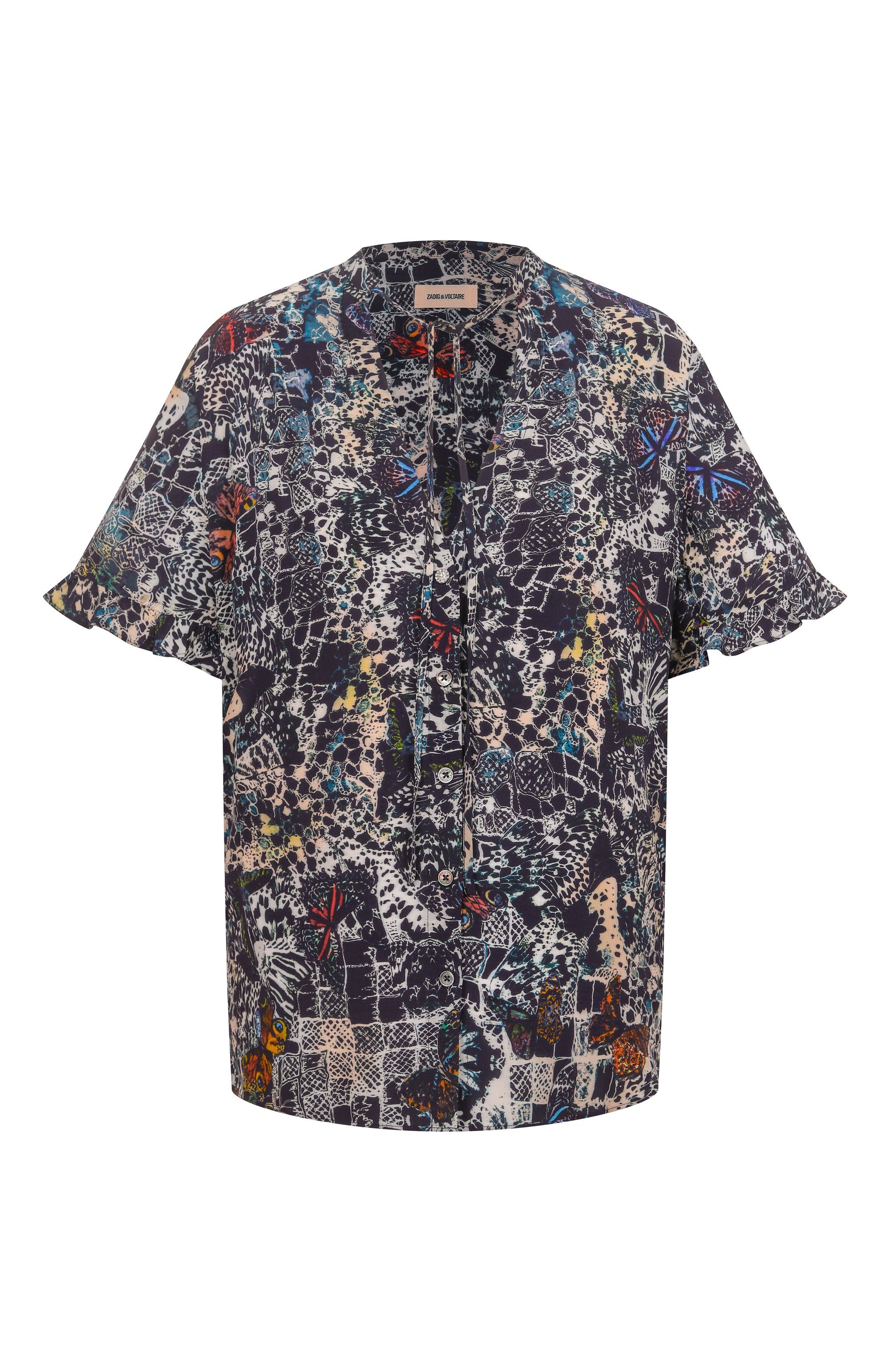 Блузка из вискозы ZADIG AND VOLTAIRE синего цвета по цене 26350 руб., арт. WWT001984, фото 1 Блузка из вискозы ZADIG AND VOLTAIRE, арт. WWT001984, фото 1