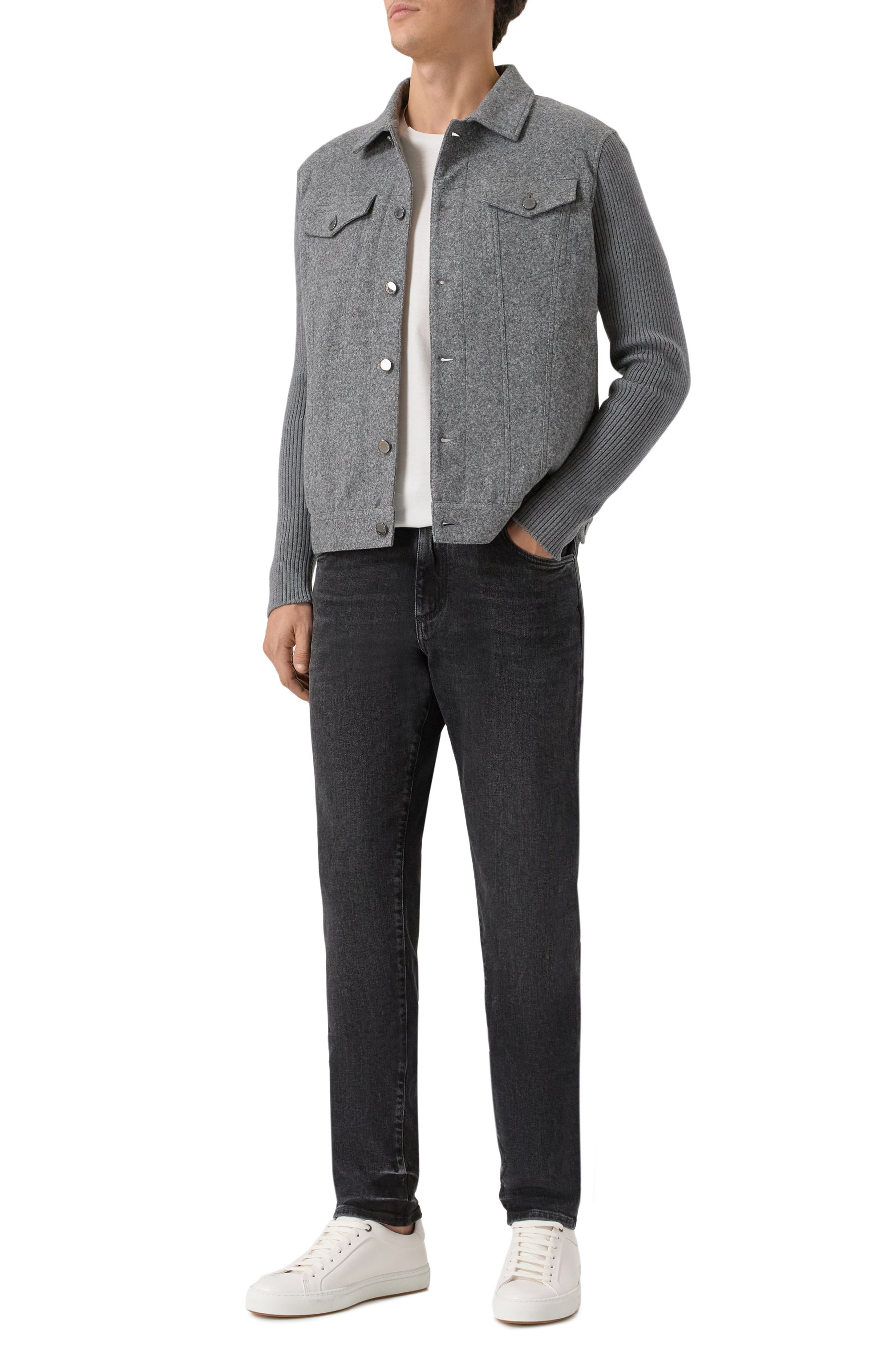 Комбинированная куртка-рубашка CAPOBIANCO серого цвета по цене 114000 руб., арт. 19M345.FS00., фото 2 Комбинированная куртка-рубашка CAPOBIANCO, арт. 19M345.FS00., фото 2