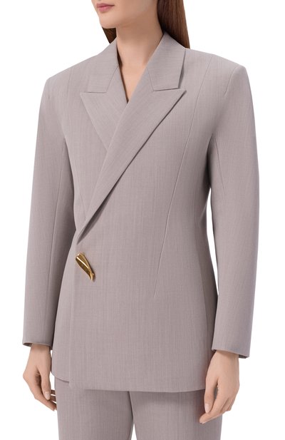 Шерстяной жакет BOTTEGA VENETA серого цвета по цене 539500 руб., арт. 863004/V6DE0, фото 3 Шерстяной жакет BOTTEGA VENETA, арт. 863004/V6DE0, фото 3