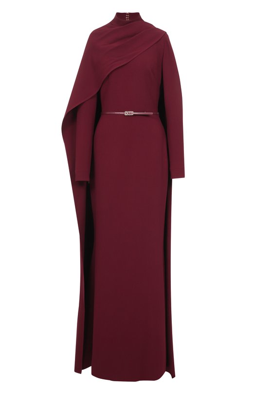 Платье из шелка и вискозы Elie Saab D0955NF25/CD023 Бордовый D0955NF25/CD023