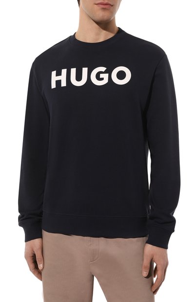 Хлопковый свитшот HUGO синего цвета по цене 12500 руб., арт. 50477328, фото 3 Хлопковый свитшот HUGO, арт. 50477328, фото 3