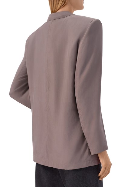 Шелковый жакет SAINT LAURENT серого цвета по цене 532500 руб., арт. 856579/Y6J78, фото 4 Шелковый жакет SAINT LAURENT, арт. 856579/Y6J78, фото 4