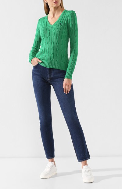 Хлопковый пуловер POLO RALPH LAUREN зеленого цвета по цене 19650 руб., арт. 211580008/0S191C09, фото 2 Хлопковый пуловер POLO RALPH LAUREN, арт. 211580008/0S191C09, фото 2
