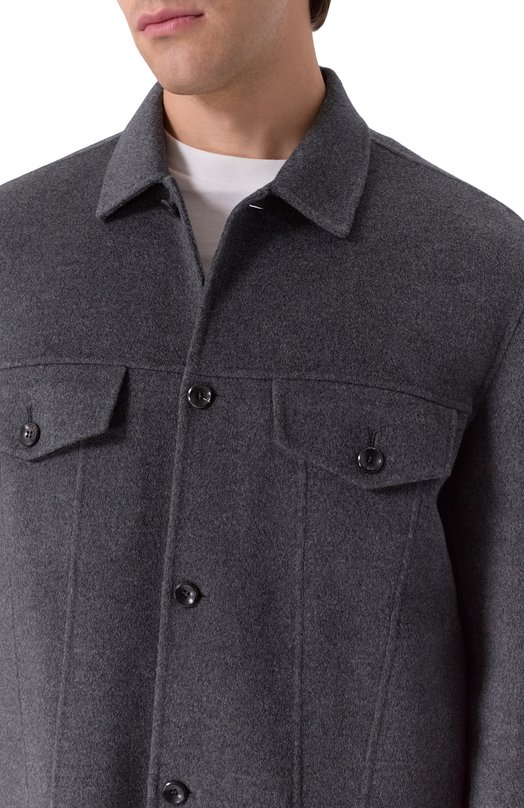 Куртка-рубашка из шерсти и кашемира Attachment AB52-039 Серый  AB52-039 Фото 5