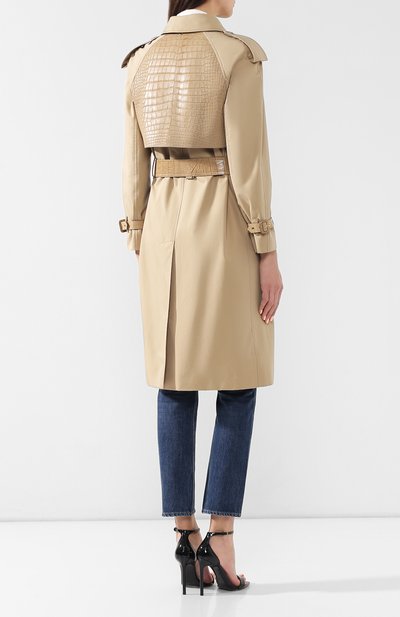 Хлопковый тренч с кожаной отделкой BURBERRY, арт. 4548564, фото 4