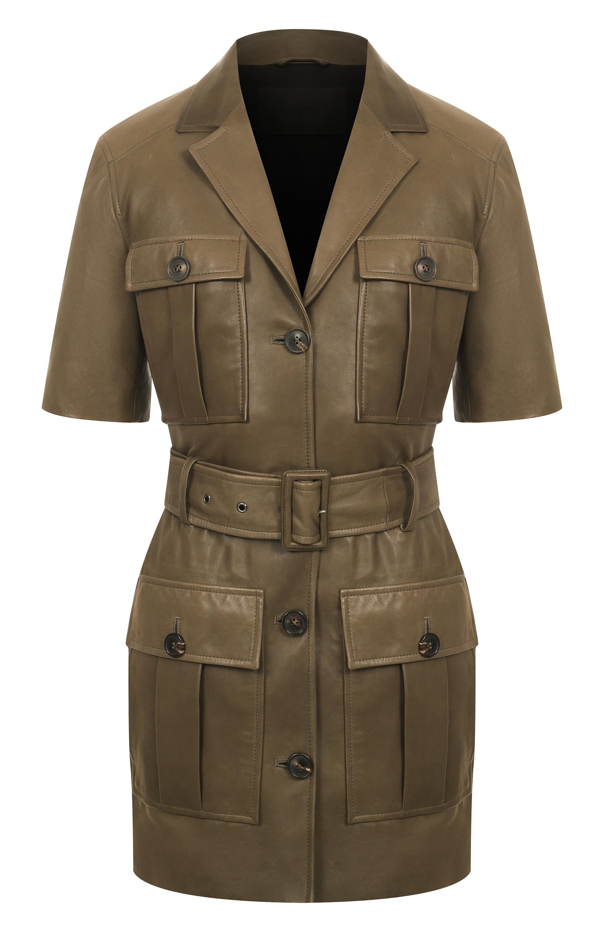 Кожаный жакет MVST хаки цвета по цене 552000 руб., арт. 34406/46-52, фото 1 Кожаный жакет MVST, арт. 34406/46-52, фото 1