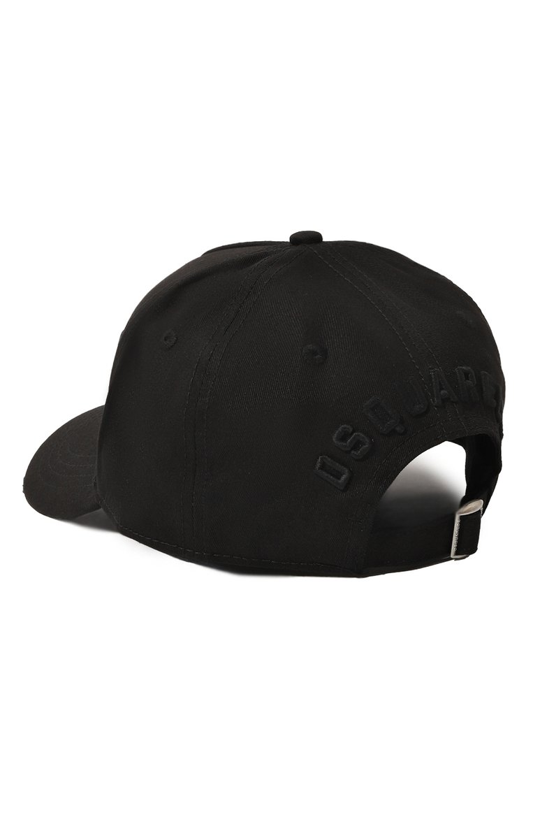 Мужская хлопковая бейсболка DSQUARED2 черного цвета, арт. BCM4001 05C00001 | Фото 3 (Материал: Хлопок, Текстиль, Синтетический материал; Статус проверки: Проверено, Проверена категория; Нос: Не проставлено; Материал сплава: Проверено, Проставлено)
