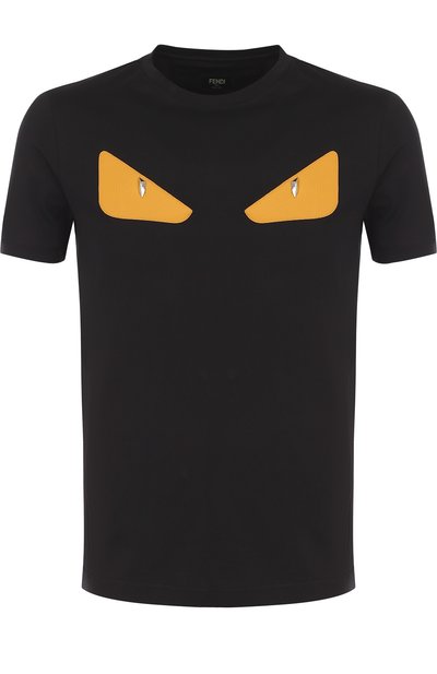 Хлопковая футболка с отделкой bag bugs FENDI, арт. FY0722 94T, фото 1
