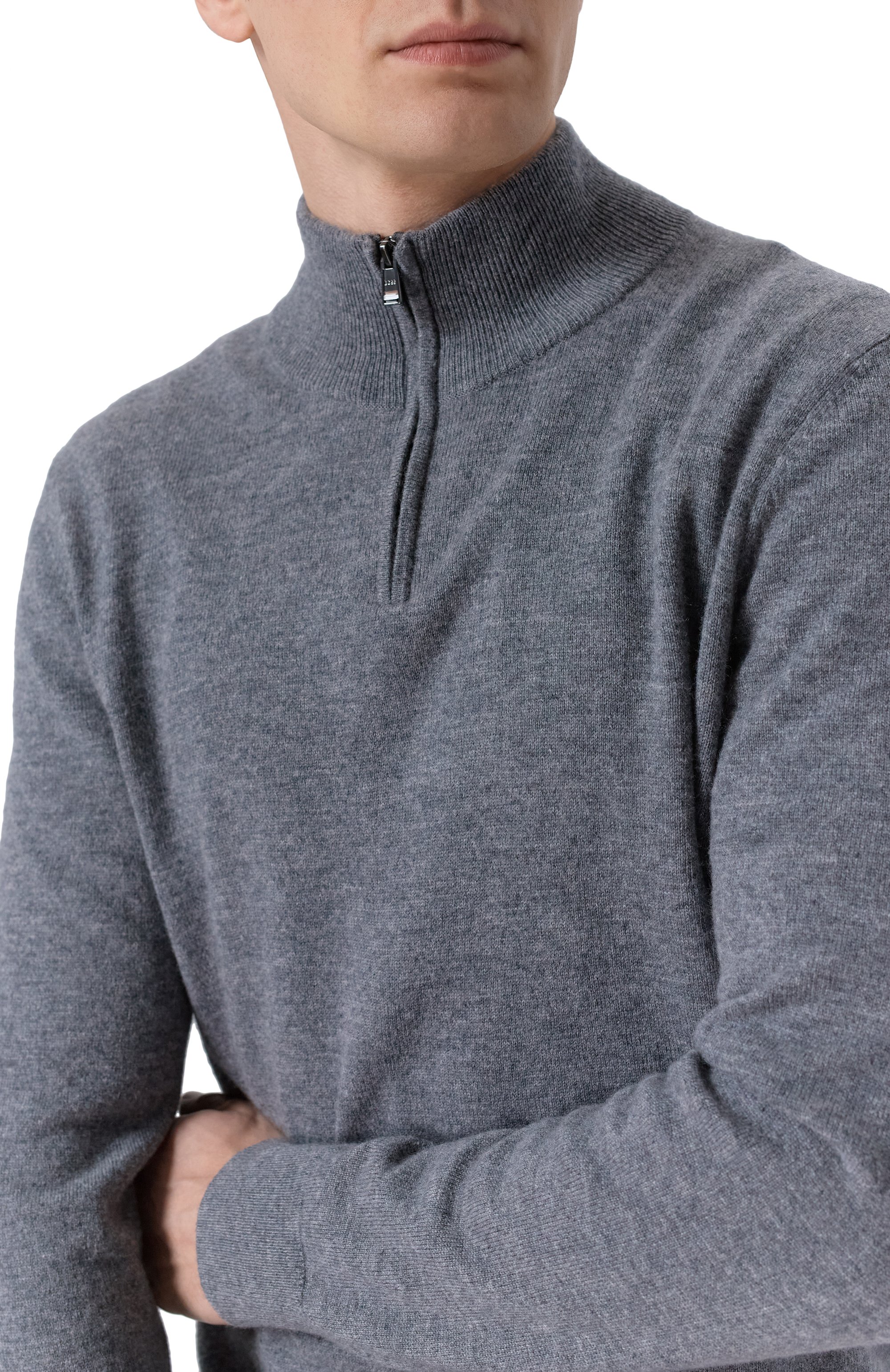 Джемпер из шерсти и кашемира BOSS серого цвета по цене 25950 руб., арт. 50549984, фото 5 Джемпер из шерсти и кашемира BOSS, арт. 50549984, фото 5