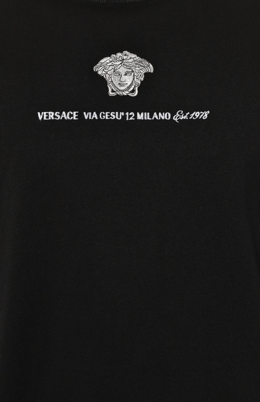 Хлопковая футболка Versace 1015738/1A11054 Чёрный  1015738/1A11054 Фото 5