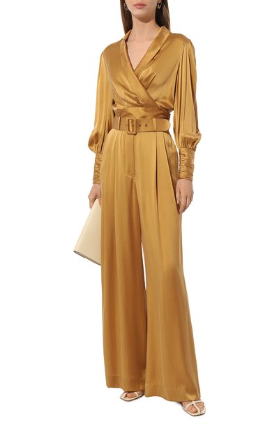 Атласная блузка ZIMMERMANN золотого цвета по цене 79950 руб., арт. 4913TRS24, фото 2 Атласная блузка ZIMMERMANN, арт. 4913TRS24, фото 2