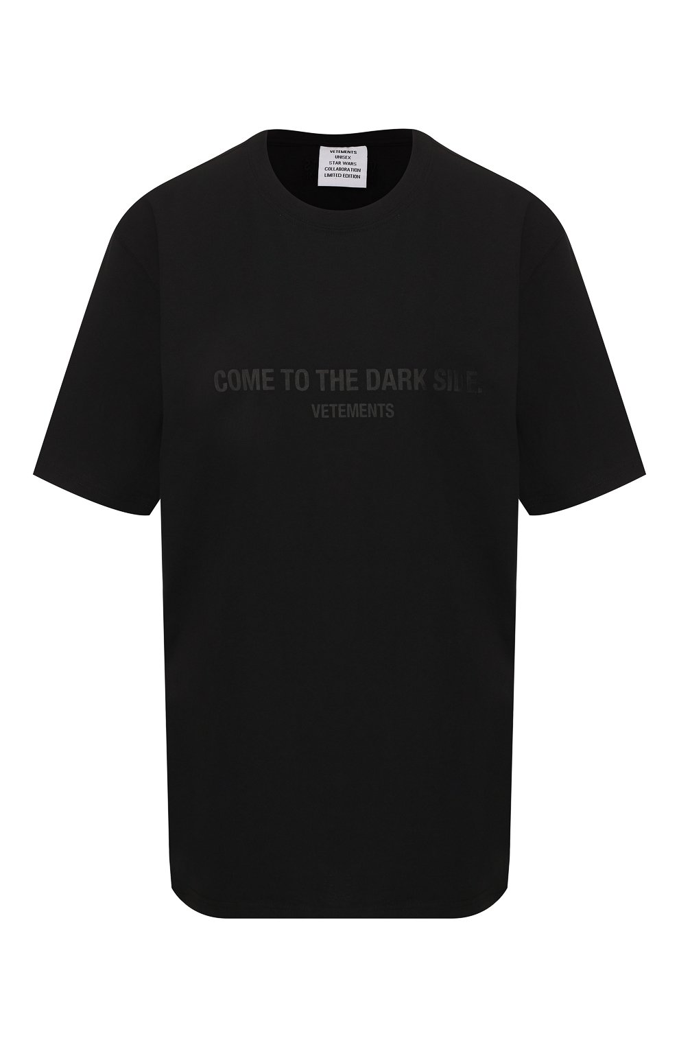 Хлопковая футболка star wars x vetements VETEMENTS черного цвета по цене 23500 руб., арт. USW21TS002 1600/W, фото 1 Хлопковая футболка star wars x vetements VETEMENTS, арт. USW21TS002 1600/W, фото 1