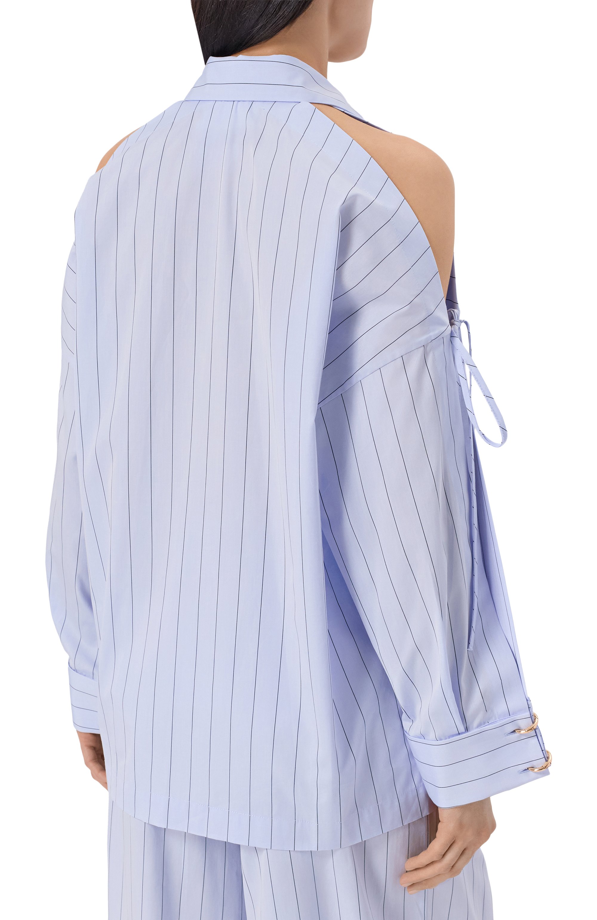 Хлопковая рубашка ERIKA CAVALLINI голубого цвета по цене 52400 руб., арт. P6SJ17, фото 4 Хлопковая рубашка ERIKA CAVALLINI, арт. P6SJ17, фото 4