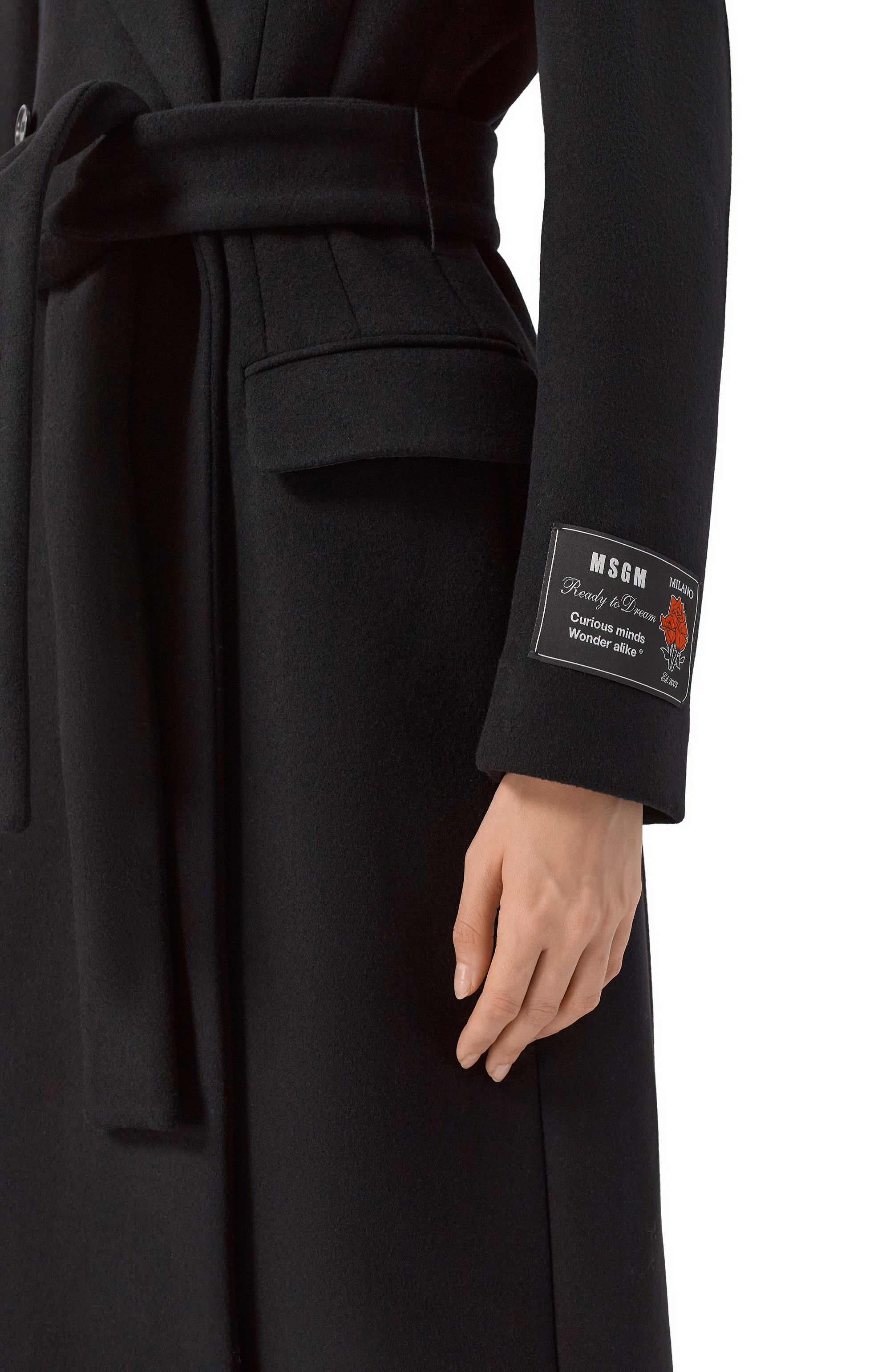 Шерстяное пальто MSGM черного цвета по цене 89950 руб., арт. 3941MDC10/257603, фото 5 Шерстяное пальто MSGM, арт. 3941MDC10/257603, фото 5