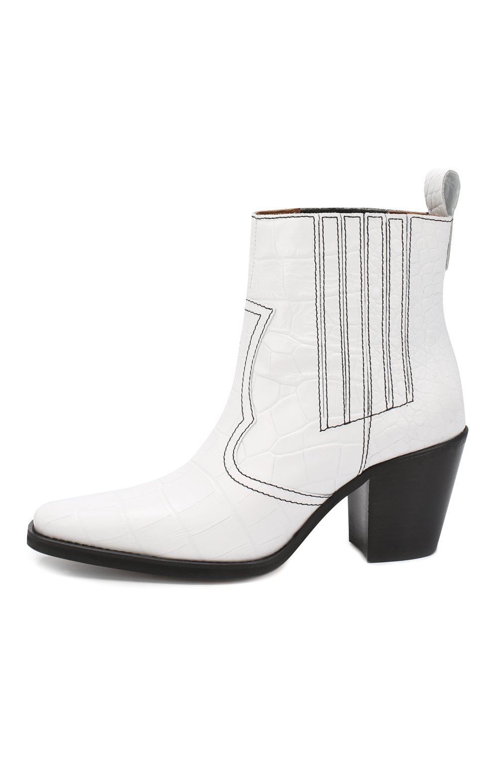 Кожаные ботильоны GANNI белого цвета по цене 49950 руб., арт. S0866, фото 3 Кожаные ботильоны GANNI, арт. S0866, фото 3