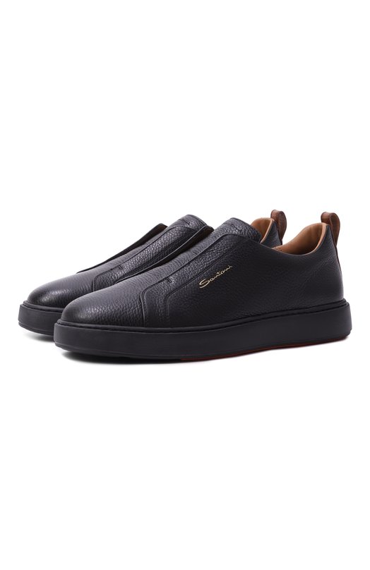 Кожаные кеды Cleanic Santoni MBCG21995NEATLLD Чёрный MBCG21995NEATLLD