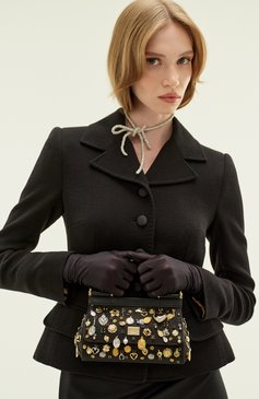 Женские перчатки DRIES VAN NOTEN черного цвета, арт. 242-010101-9204 | Фото 5 (Материал: Текстиль, Синтетический материал; Нос: Не проставлено; Материал сплава: Проставлено; Кросс-КТ: Трикотаж)