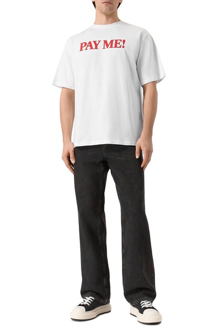 Мужская хлопковая футболка MSGM белого цвета, арт. 3846MM01/257298 | Фото 2 (Рукава: Короткие; Драгоценные камни: Проставлено; Материал внешний: Хлопок; Длина (для топов): Стандартные; Материал сплава: Проставлено)
