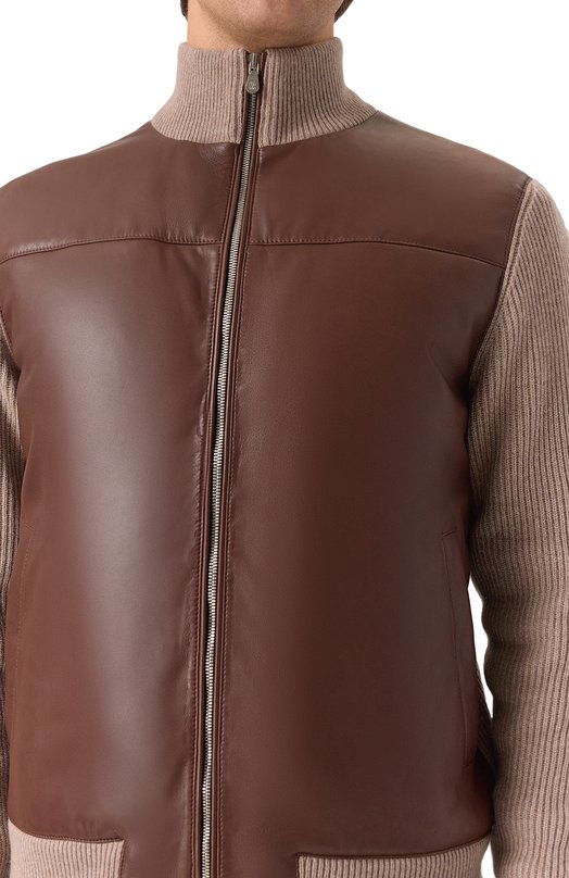Комбинированный кардиган Brunello Cucinelli MPWIN2059 Коричневый  MPWIN2059 Фото 5