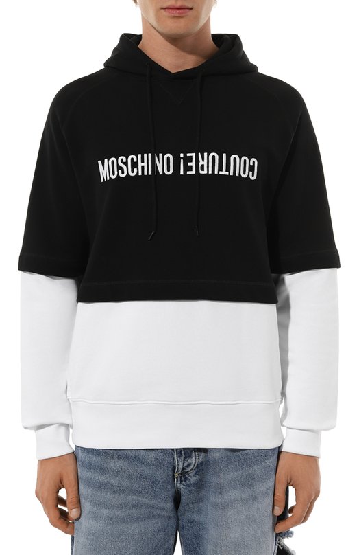 Хлопковое худи Moschino J1709/7028 Чёрно-белый  J1709/7028 Фото 3