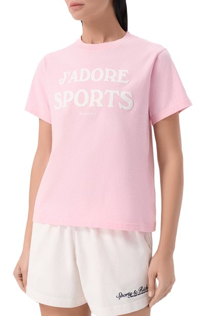 Хлопковая футболка SPORTY AND RICH розового цвета по цене 13600 руб., арт. T012273702P144, фото 3 Хлопковая футболка SPORTY AND RICH, арт. T012273702P144, фото 3