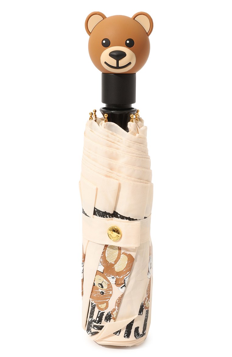 Женский складной зонт MOSCHINO кремового цвета, арт. 8169-0PENCL0SE | Фото 4 (Материал: Синтетический материал, Текстиль, Металл; Нос: Не проставлено)