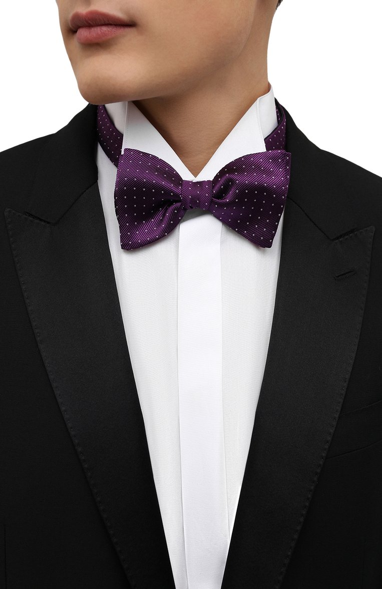 Мужской шелковый галстук-бабочка LANVIN фиолетового цвета, арт. 1309/B0W TIE | Фото 2 (Материал: Текстиль, Шелк; Статус проверки: Проверена категория, Проверено; Региональные ограничения белый список (Axapta Mercury): RU; Материал сплава: Проставлено, Проверено; Нос: Не проставлено)