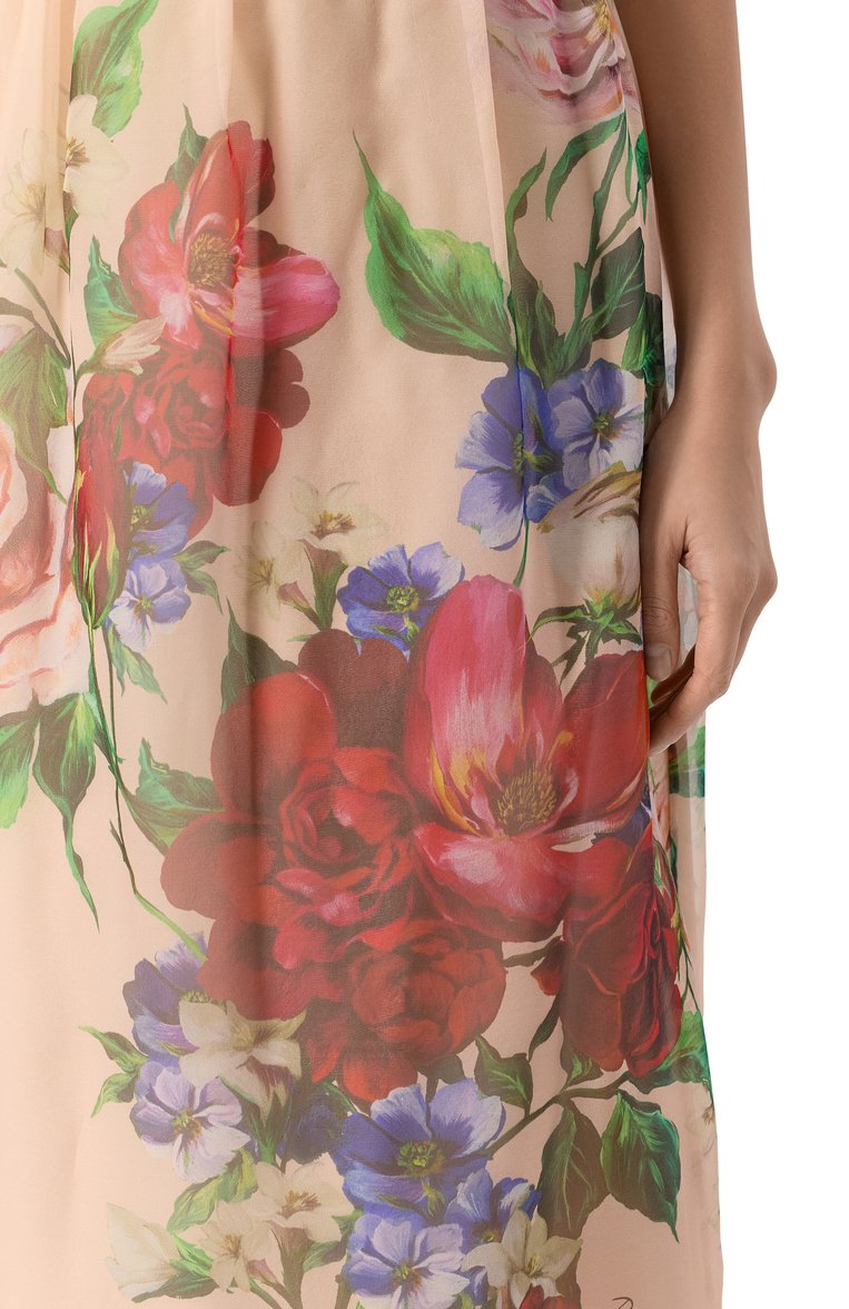 Женская шелковая юбка DOLCE & GABBANA бежевого цвета, арт. F4CNIT/IS1Y7_SET | Фото 5 (Длина Ж (юбки, платья, шорты): Миди; Автоматизация ТО: Проставлено; Материал внешний: Шелк; Автоматизация состава: Проставлено; Стили: Романтичный)