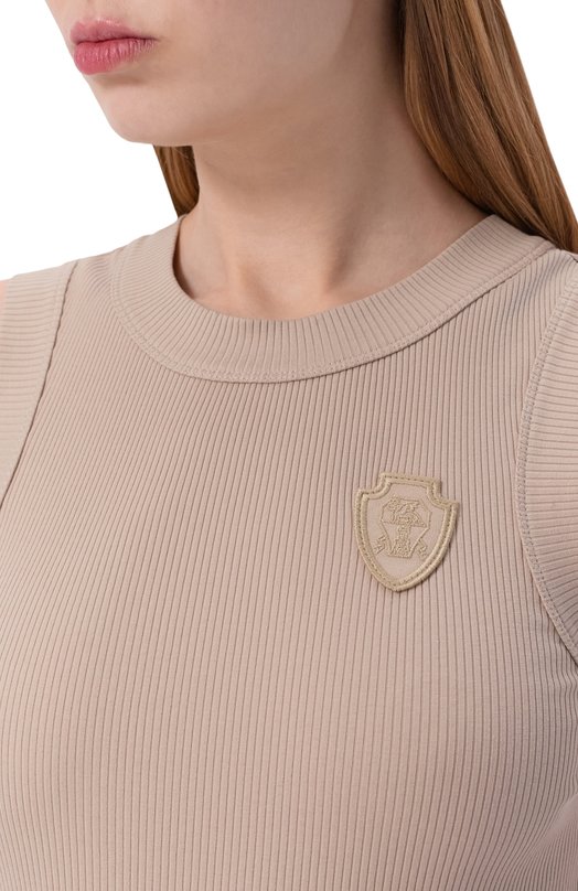 Хлопковый топ Brunello Cucinelli MG902VT100 Бежевый  MG902VT100 Фото 5