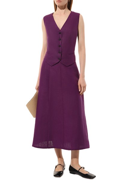 Льняной жилет NOBLE&BRULEE фиолетового цвета по цене 45000 руб., арт. NB42/290623/176, фото 2 Льняной жилет NOBLE&BRULEE, арт. NB42/290623/176, фото 2