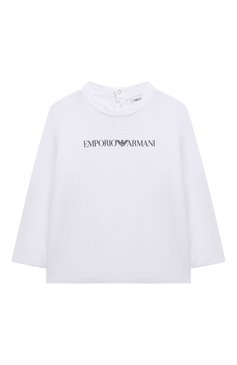 Детский хлопковый лонгслив EMPORIO ARMANI белого цвета, арт. 8NHTN6/1JPZZ | Фото 1 (Кросс-КТ НВ: Лонгслив; Материал сплава: Проставлено; Нос: Не проставлено; Материал внешний: Хлопок)