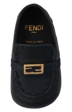 Детского кожаные пинетки FENDI темно-синего цвета, арт. BMR089/NBA | Фото 4 (Материал внутренний: Натуральная кожа; Материал сплава: Проставлено; Нос: Не проставлено)