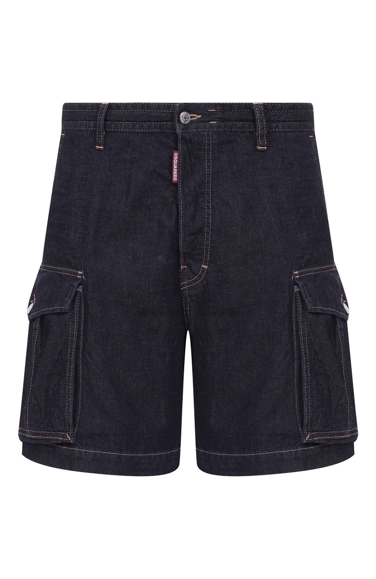 Мужские джинсовые шорты DSQUARED2 темно-синего цвета, арт. S78MU0064/S30825 | Фото 1 (Длина Шорты М: До колена; Материал внешний: Хлопок, Деним; Силуэт М (брюки): Карго; Случай: Повседневный; Кросс-КТ: Деним; Принт: Без принта; Стили: Гранж; Автоматизация ТО: Проставлено; Автоматизация состава: Проставлено; Детали: Без декора)